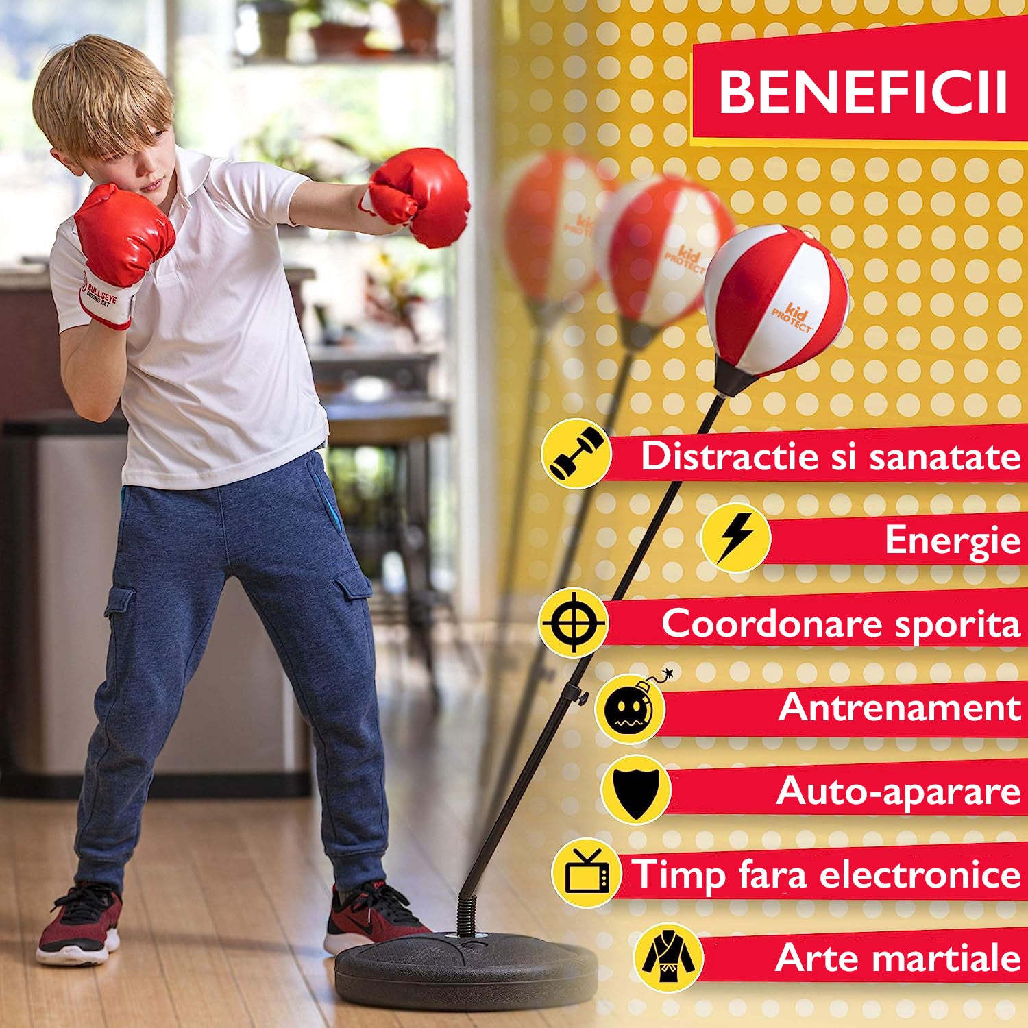 Sac de box copii KidProtect, rosu/alb Sac de box copii KidProtect, rosu/alb